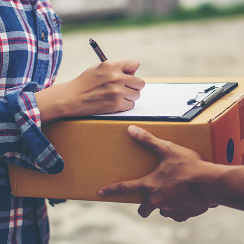 person signing for a delivery